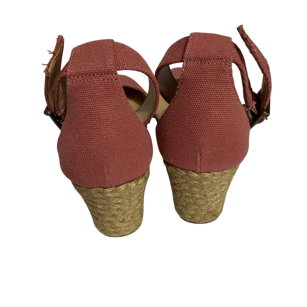 Vionic Womens Rose Pink Canvas Espadrille Wedge Ankle Strap Sandals Size 8 - Picture 2 of 13